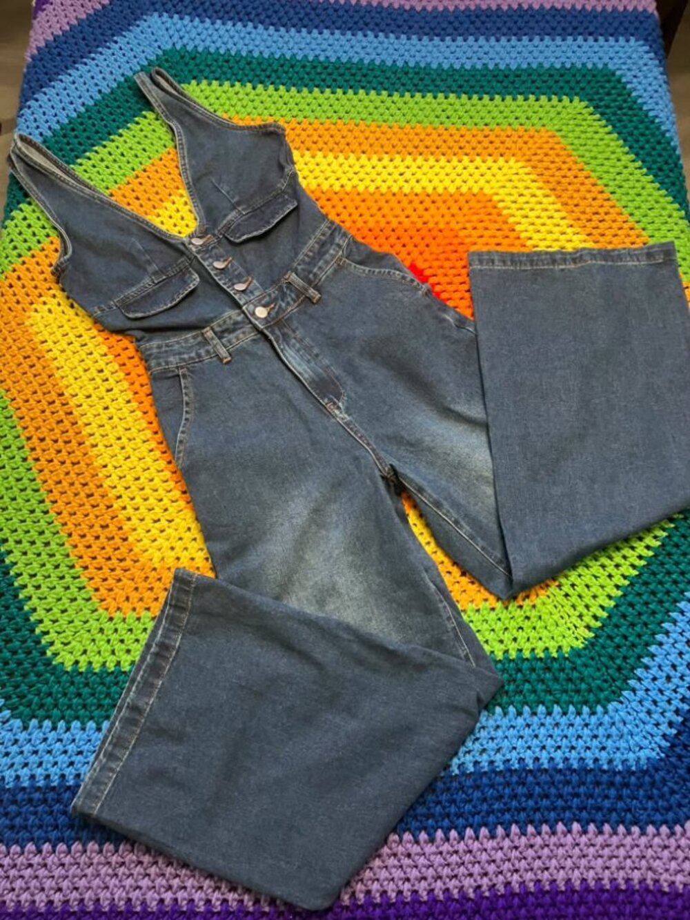 NWOT Cider Blue Jean Denim Front Button Jumpsuit XS